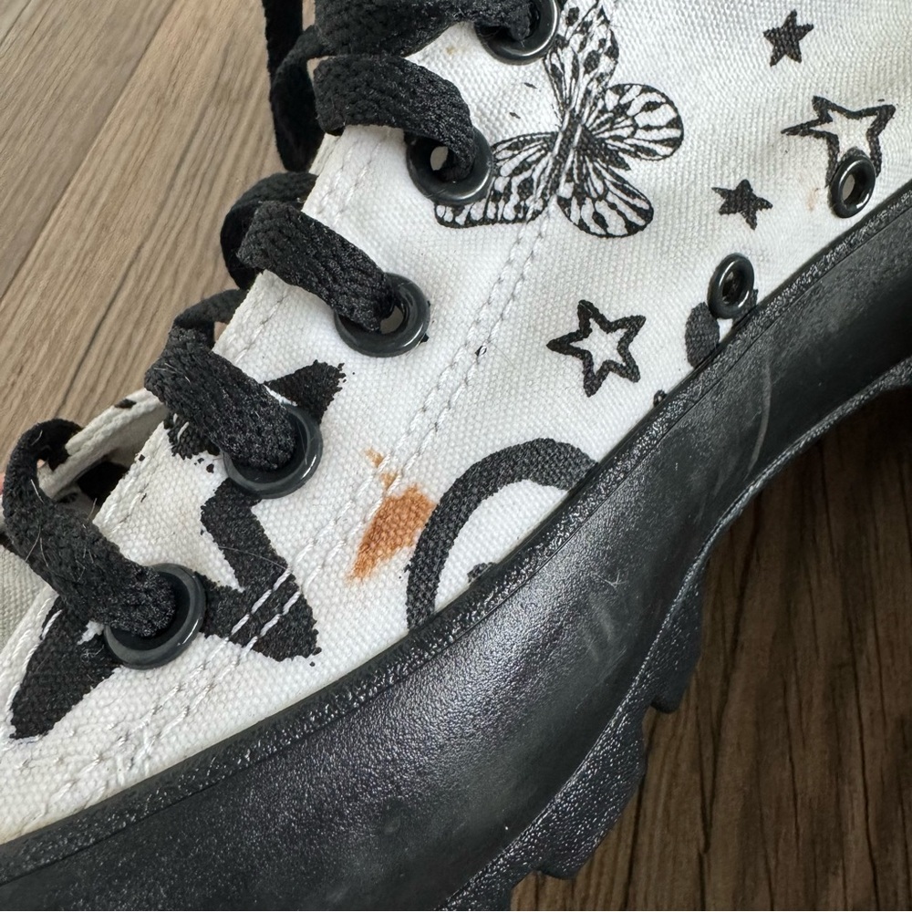 Converse Lugged Platform Chuck Taylor Butterfly Smiley Faces Shoes M9/W11 - Picture 6 of 6